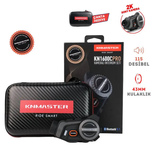 Knmaster KN1600C PRO Kameralı Motosiklet İnterkom - MotoWing