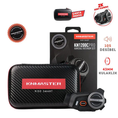 KNMASTER KN1200C PRO Kameralı Motosiklet Kask Bluetooth Intercom Kulaklık Seti